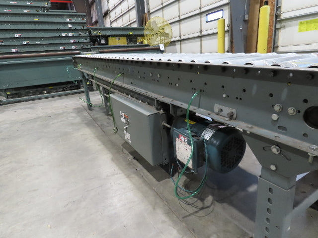 Hytrol 16"x10' Flat Belt Driven Roller Conveyor 15"BF Zero Pressure Accumulation
