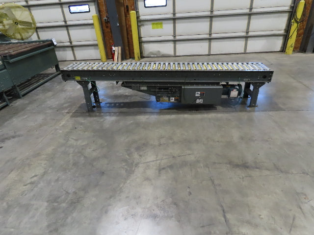 Hytrol 16"x10' Flat Belt Driven Roller Conveyor 15"BF Zero Pressure Accumulation