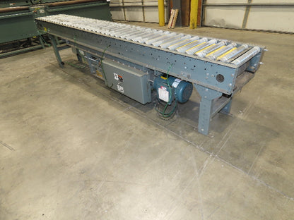 Hytrol 16"x10' Flat Belt Driven Roller Conveyor 15"BF Zero Pressure Accumulation