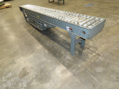 Hytrol 16"x10' Flat Belt Driven Roller Conveyor 15"BF Zero Pressure Accumulation