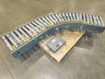 Hytrol 18"x 88" V-Belt Driven 1.9" Roller Conveyor 45° Section 15"BF  -No Drive