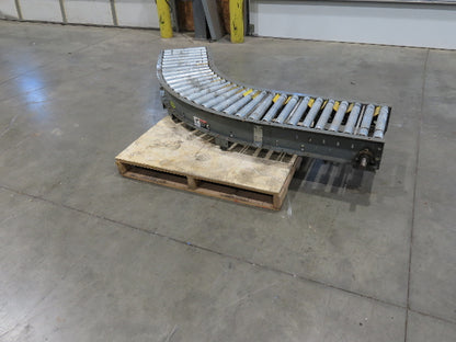 Hytrol 18"x 88" V-Belt Driven 1.9" Roller Conveyor 45° Section 15"BF  -No Drive