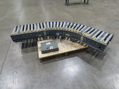 Hytrol 18"x 88" V-Belt Driven 1.9" Roller Conveyor 45° Section 15"BF  -No Drive