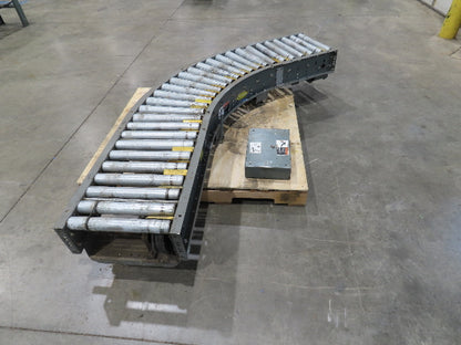 Hytrol 18"x 88" V-Belt Driven 1.9" Roller Conveyor 45° Section 15"BF  -No Drive