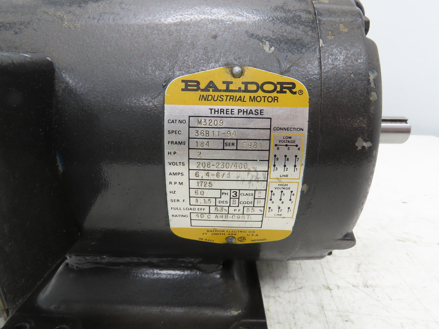 Baldor M3209 Industrial AC Motor 2Hp 1725 RPM 208-230/460V 3PH 184 Frame OPSB