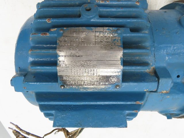 Westinghouse TDNV Life-Line T AC Motor 1.5Hp 460V 3PH Gearmotor 225 RPM Reducer