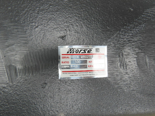 Morse 60DVX R-LD Worm Gear Reducer 100:1 Double Reduction 7Hp 17.5 RPM Output