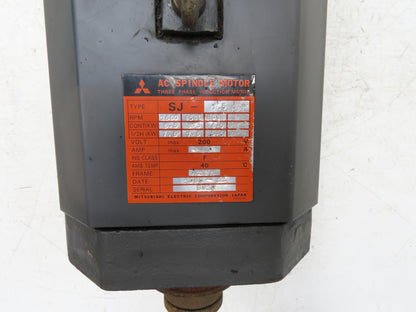 Mitsubishi SJ-7.5AP AC Spindle Motor 6000RPM 7.5kw 200V 3Ph