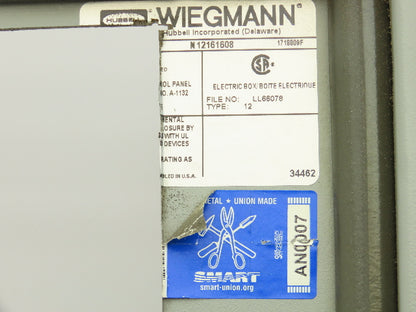 Wiegmann N12161608 Electrical Enclosure 16x16x8" Wall Mount Panel Cutout 9x7"