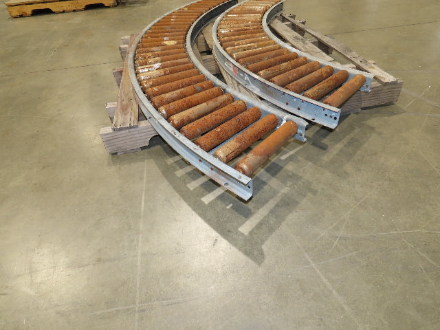 Rapistan 12"W Steel 90° Curve 1.75" Gravity Roller Conveyor 10"BF  2-Sections