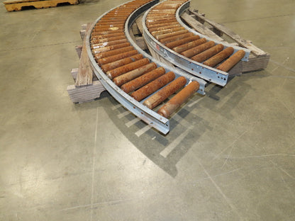 Rapistan 12"W Steel 90° Curve 1.75" Gravity Roller Conveyor 10"BF  2-Sections