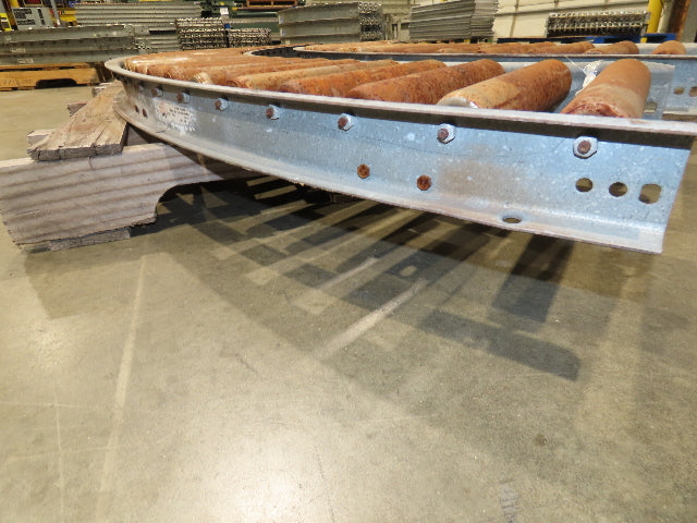 Rapistan 12"W Steel 90° Curve 1.75" Gravity Roller Conveyor 10"BF  2-Sections