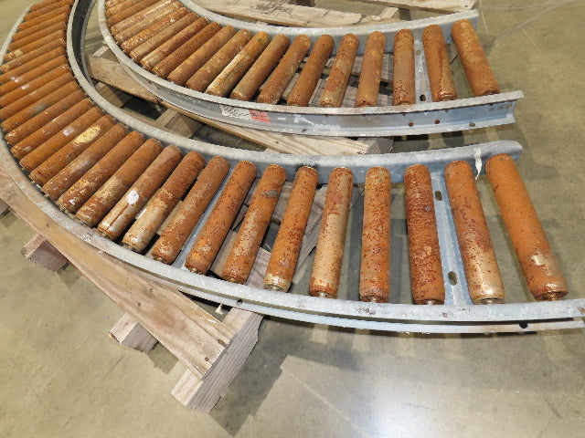 Rapistan 12"W Steel 90° Curve 1.75" Gravity Roller Conveyor 10"BF  2-Sections