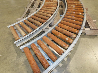 Rapistan 12"W Steel 90° Curve 1.75" Gravity Roller Conveyor 10"BF  2-Sections