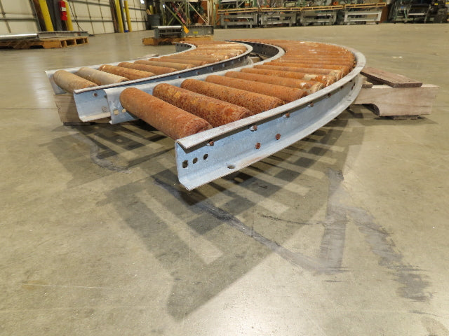 Rapistan 12"W Steel 90° Curve 1.75" Gravity Roller Conveyor 10"BF  2-Sections