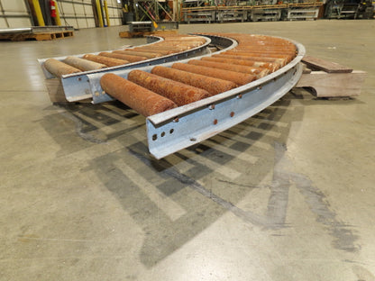 Rapistan 12"W Steel 90° Curve 1.75" Gravity Roller Conveyor 10"BF  2-Sections