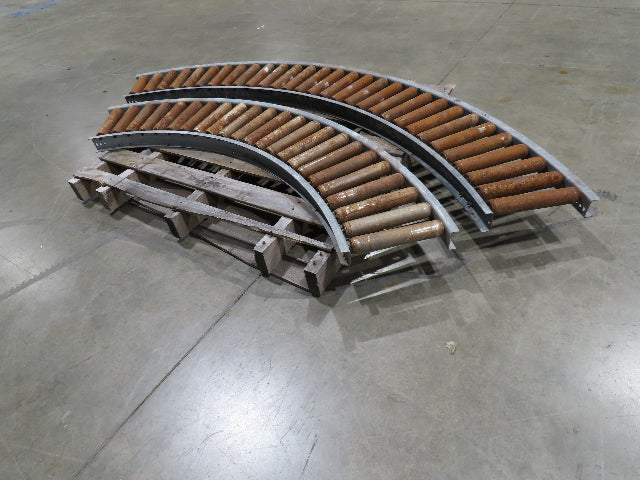 Rapistan 12"W Steel 90° Curve 1.75" Gravity Roller Conveyor 10"BF  2-Sections