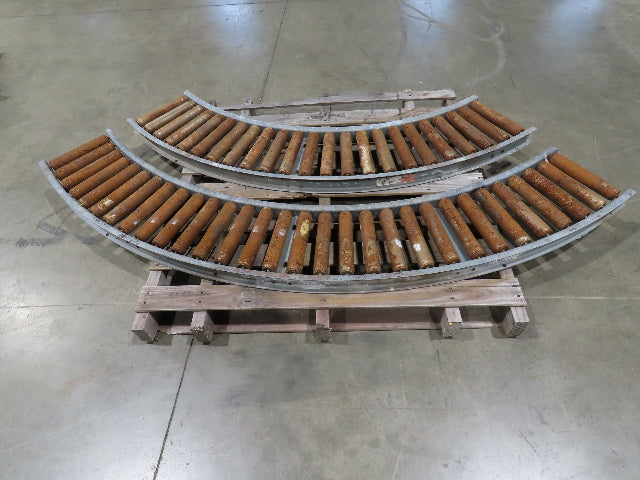 Rapistan 12"W Steel 90° Curve 1.75" Gravity Roller Conveyor 10"BF  2-Sections
