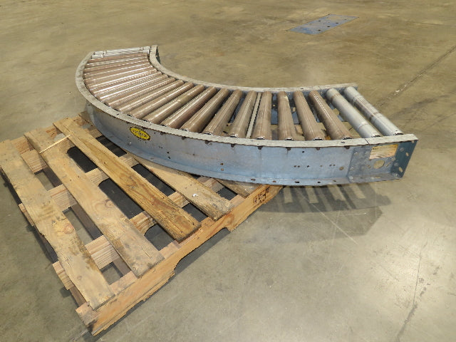 Hytrol 18"x 79" Galvanized Steel 90° Curve Gravity Roller Conveyor Section 15"BF