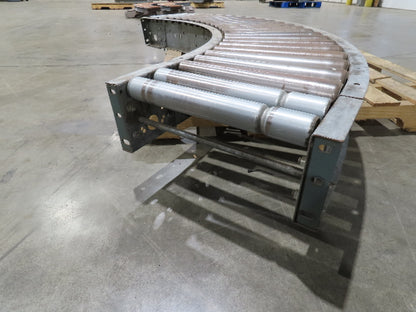 Hytrol 18"x 79" Galvanized Steel 90° Curve Gravity Roller Conveyor Section 15"BF