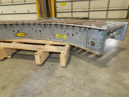 Hytrol 18"x 79" Galvanized Steel 90° Curve Gravity Roller Conveyor Section 15"BF