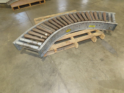 Hytrol 18"x 79" Galvanized Steel 90° Curve Gravity Roller Conveyor Section 15"BF