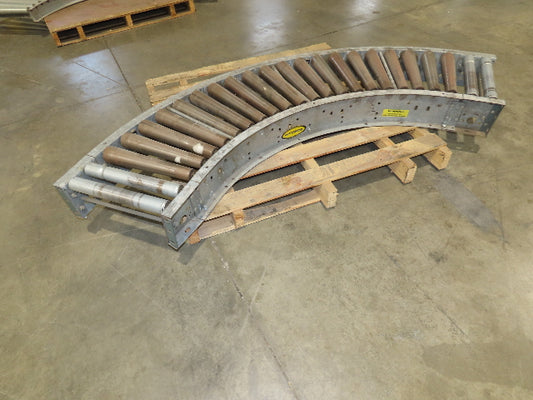 Hytrol 18"x 79" Galvanized Steel 90° Curve Gravity Roller Conveyor Section 15"BF