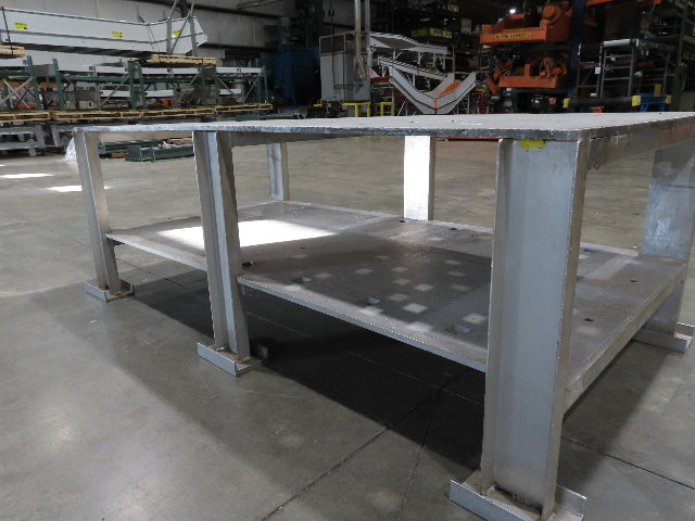 3/4" Aluminum Top Welding Work Bench Machine Fab Table with Shelf 96"W 48"D 34"H
