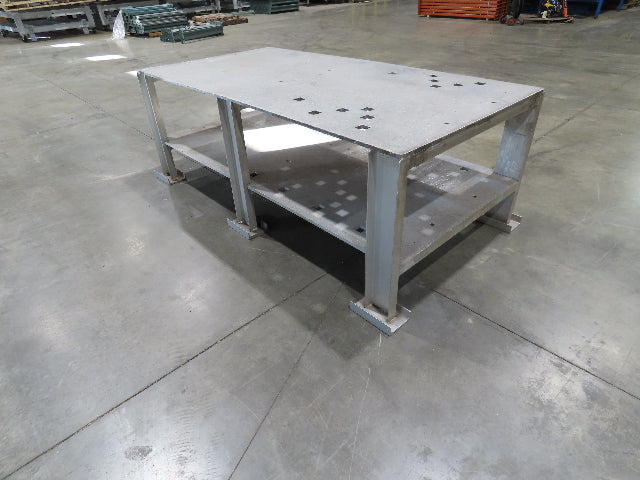 3/4" Aluminum Top Welding Work Bench Machine Fab Table with Shelf 96"W 48"D 34"H