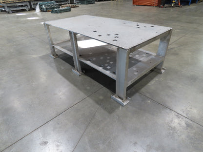3/4" Aluminum Top Welding Work Bench Machine Fab Table with Shelf 96"W 48"D 34"H