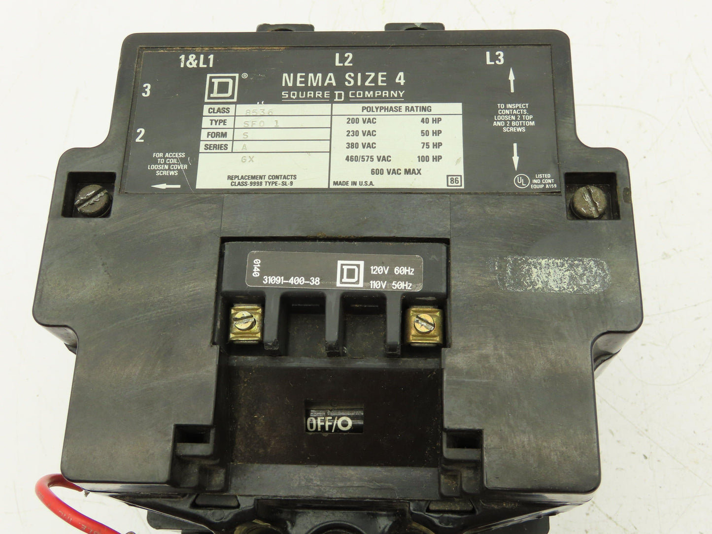 Square D  8536 Motor Starter With Overload Heaters NEMA 4 600VAC Series A