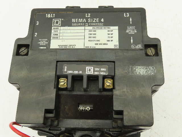 Square D  8536 Motor Starter With Overload Heaters NEMA 4 600VAC Series A