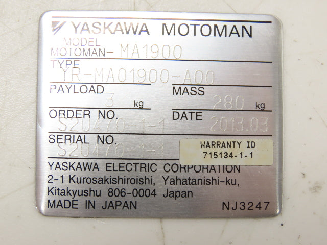 Yaskawa TR-MA01900-A00 Motoman Wrist Unit DX100 Abicor Binzel Welding Head