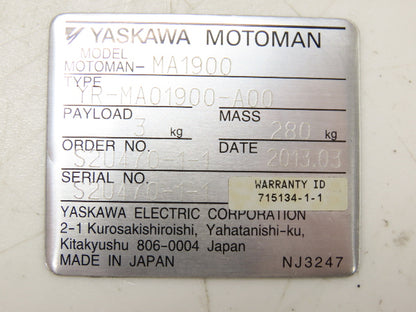 Yaskawa TR-MA01900-A00 Motoman Wrist Unit DX100 Abicor Binzel Welding Head