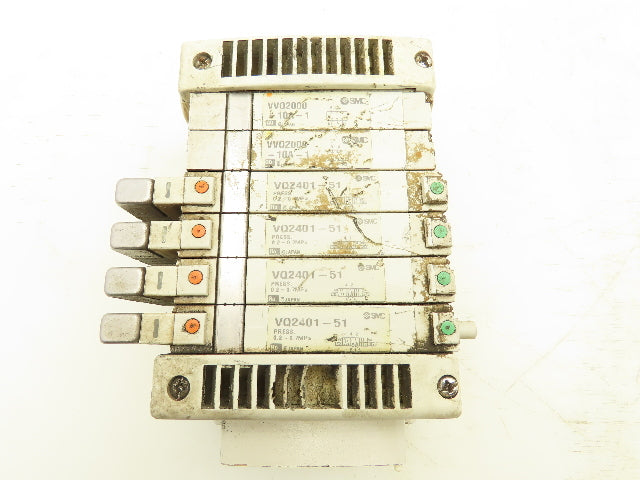 SMC VVQ2000-10A-1 VQ2401-51 Pneumatic Solenoid Valve 6-Station Manifold Block