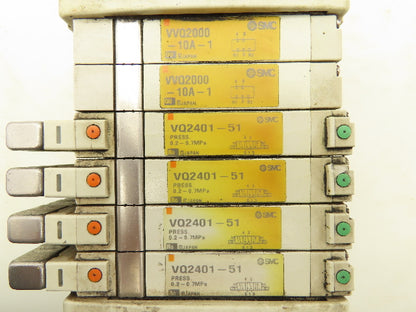 SMC VVQ2000-10A-1 VQ2401-51 Pneumatic Solenoid Valve 6-Station Manifold Block