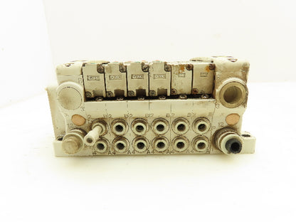 SMC VVQ2000-10A-1 VQ2401-51 Pneumatic Solenoid Valve 6-Station Manifold Block