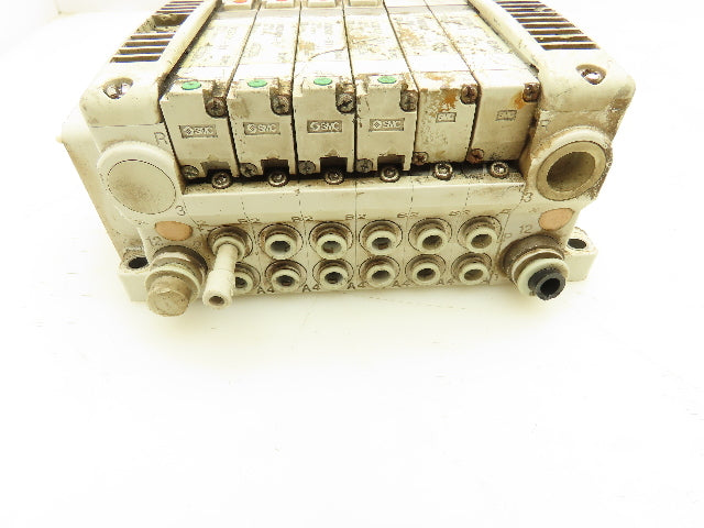 SMC VVQ2000-10A-1 VQ2401-51 Pneumatic Solenoid Valve 6-Station Manifold Block
