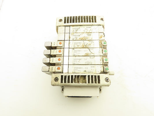 SMC VVQ2000-10A-1 VQ2401-51 Pneumatic Solenoid Valve 6-Station Manifold Block