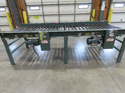 Hytrol 42"x 10' Chain Drive 1.9" Live Roller Conveyor 36"BF Dual Drive 30 FPM