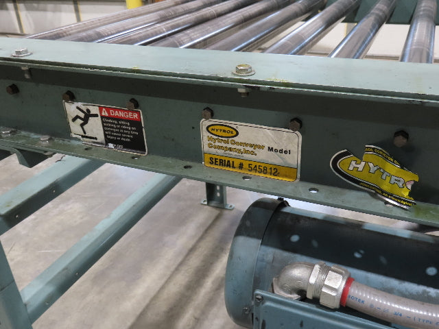 Hytrol 42"x 10' Chain Drive 1.9" Live Roller Conveyor 36"BF Dual Drive 30 FPM