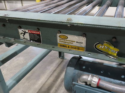 Hytrol 42"x 10' Chain Drive 1.9" Live Roller Conveyor 36"BF Dual Drive 30 FPM
