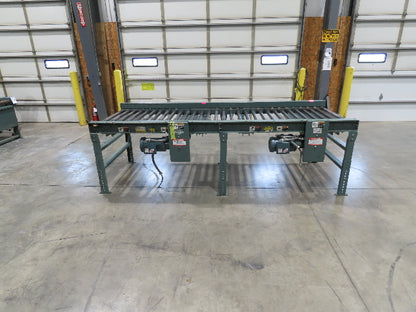 Hytrol 42"x 10' Chain Drive 1.9" Live Roller Conveyor 36"BF Dual Drive 30 FPM