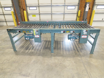 Hytrol 42"x 10' Chain Drive 1.9" Live Roller Conveyor 36"BF Dual Drive 30 FPM