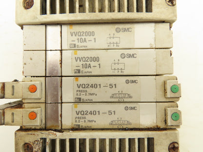 SMC VVQ2000-10A-1 VQ2401-51 Pneumatic Solenoid Valve 4-Station Manifold Block