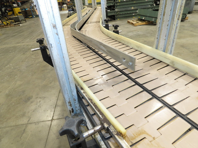 7.5"x 16'  Plastic Belt Side by Side S-Curve Conveyor Aluminum Adj Height 33 FPM