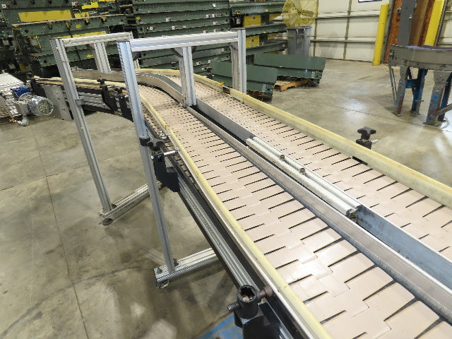 7.5"x 16'  Plastic Belt Side by Side S-Curve Conveyor Aluminum Adj Height 33 FPM