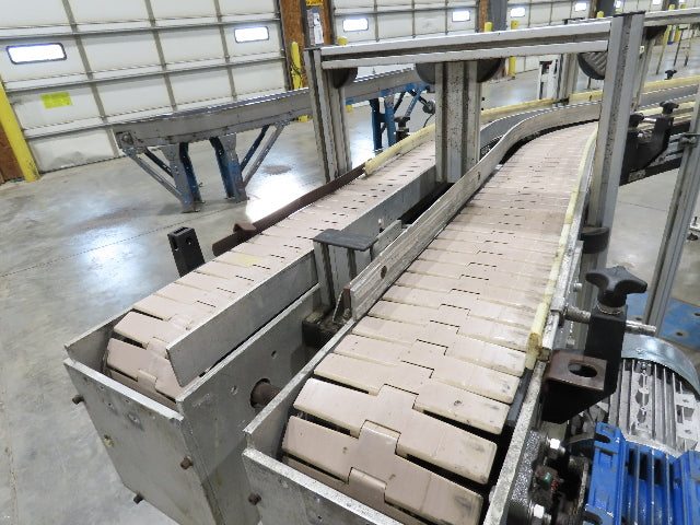7.5"x 16'  Plastic Belt Side by Side S-Curve Conveyor Aluminum Adj Height 33 FPM