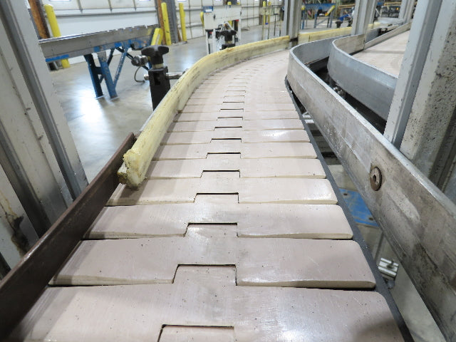7.5"x 16'  Plastic Belt Side by Side S-Curve Conveyor Aluminum Adj Height 33 FPM