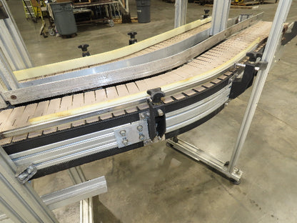 7.5"x 16'  Plastic Belt Side by Side S-Curve Conveyor Aluminum Adj Height 33 FPM